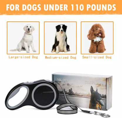 26Ft Retractable Dog Leash, Heavy Duty Great Leash for Dog up to 110 Lbs, Anti-Slip Rubberized Handle, One-Handed Brake, Strong Nylon Tape, Tangle Free(Large Size).5