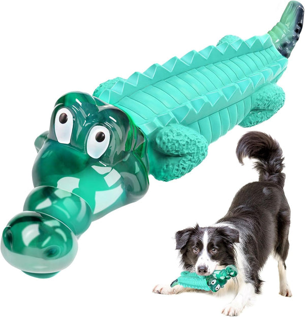 Fuufome Alligator Dog Toys for Aggressive Chewers,Medium Large Breed Dogs | Dental Cleaning, Tough Nylon Rubber Hybrid Structure,Anxiety Relief,Long Daily Indoor Outdoor Chewing Dog Gift10