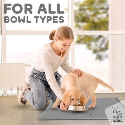 Dog Food Mat - Raised Edges Dogs Mat for Food and Water Prevent Spill, Waterproof Cat Food Mats Protect Floors, Easy Clean Dog Bowl Mats for Food and Water, Silicone Pet Feeding Placemats6