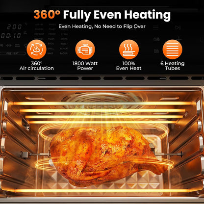 Air Fryer Toaster Oven Combo, 21-In-1 Countertop Convection, 32QT Extra Large Air Fryer with 360° Rotisserie & 4-Layer Cooking, Full Accessories4