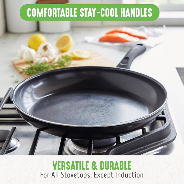 16 Piece Ceramic Nonstick Pots & Pans Cookware Set, Black | Pfas-Free Nonstick Coating, Stockpot, Frying Pans, Saucepans, Sauté Pan, Stay-Cool Handles, Dishwasher & Oven Safe up to 350F6