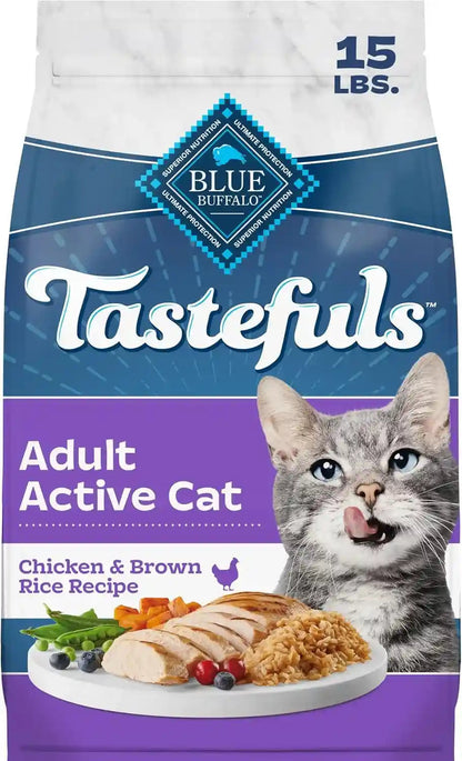 Blue Buffalo Tastefuls Active Cat Dry Cat Food, Made in the USA with Natural Ingredients, Chicken & Brown Rice Recipe, 3-Lb. Resealable Bag13