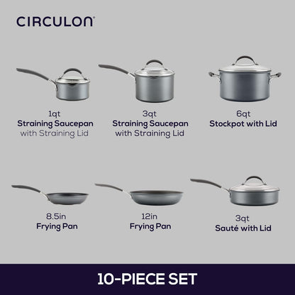 A1 Series with Scratchdefense Technology Nonstick Induction Cookware/Pots and Pans Set, 10 Piece - Graphite2