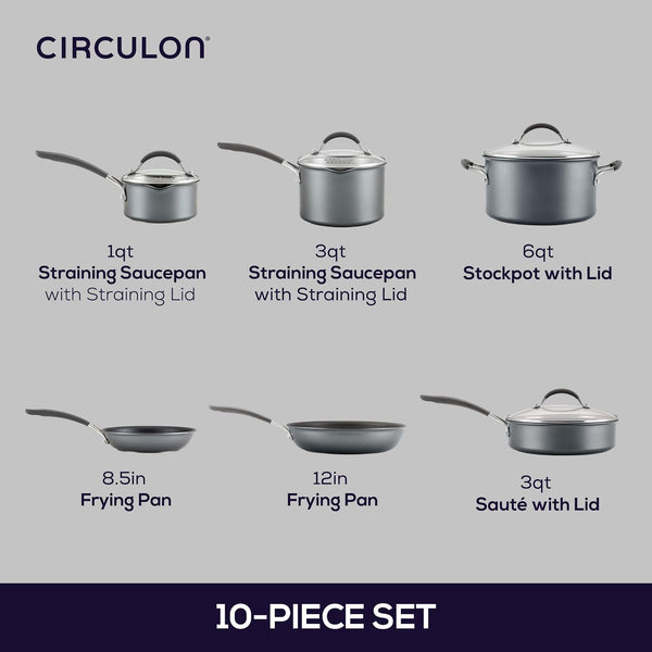 A1 Series with Scratchdefense Technology Nonstick Induction Cookware/Pots and Pans Set, 10 Piece - Graphite2