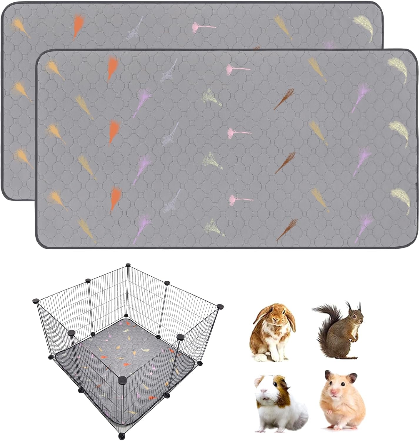 2pcs-guinea-pig-cage-liners-guinea-pig-fleece-cage-liners24x48-super-absorbent-washable-pee-pads-reusable-for-rabbit-hamster-chinchilla
