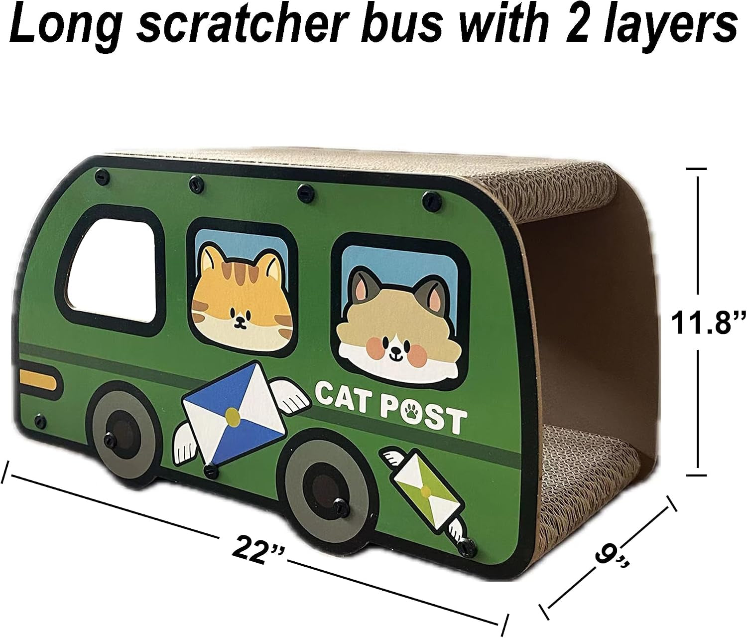 cat-scratching-house-cat-cardboard-house-green-bus-long-scratching-post-9x11-8x22-inches-fun-cube-tunnel-peekaboo-hideaway-for-indoor-cats