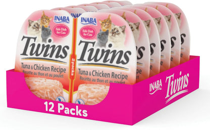 INABA Twins Wet Cat Treat Side Dish, Tuna Chicken Scallop, 12Ct | Immune Support, Antioxidant Support, 89.5% Moisture, 20 Calories, Meal Topper, 6 X 2.46 Oz Twin Cups9