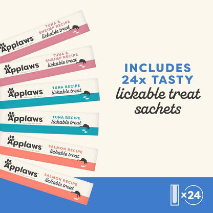 Applaws Fish Puree Lickable Cat Treats 24-Pack 0.5 Oz Sachets | 100% Natural, High Quality Protein, Limited Ingredient, Grain Free, Creamy Squeeze up Treats7