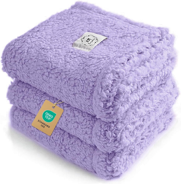 1 Pack 3 Calming Blankets Fluffy Premium Fleece Pet Blanket Soft Sherpa Throw for Dog Puppy Cat Beige Small (23" X16'')18