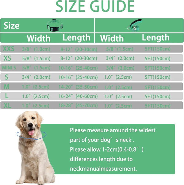 Reflective Dog Collar with Safety Locking Buckle, Adjustable Soft Breathable Nylon Collars for Small, Medium and Large Dogs(Collar+Leash XS Width 5/8" Turquoise) | Adjustable Soft Breathable Nylon Collars for Small, Medium and Large Dogs (XS Width 5/8" Turquoise)4