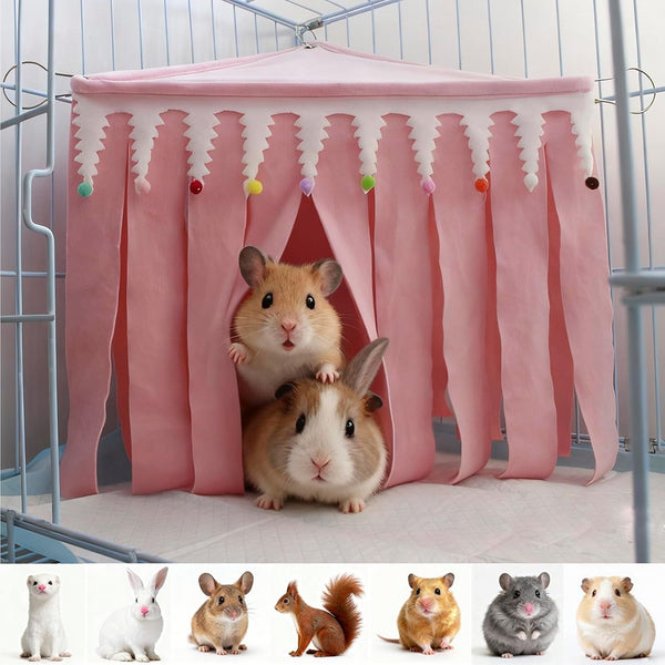 Guinea Pig Hideout,Pets Forest Cage Corner Hideout,Cage Accessories for Guinea Pig, Bunny, Chinchilla, Hamster, Rabbit and Other Small Pets, No Metal Fences (Pink,Medium)5