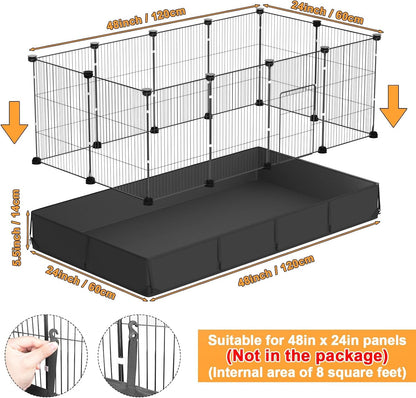Tresbro Guinea Pig Cage Liner with One-Hand Release Hook & Thickened Corner, 48''L X 24''W Waterproof & Washable Mat (Without Cage) for C&C Grids Guinea Pig Hedgehog Bunny Habitat, Rabbit Cage Liner2