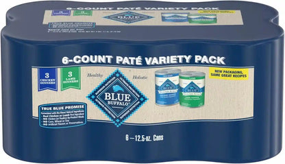Blue Buffalo Homestyle Recipe Wet Dog Food Paté Variety Pack, Chicken Dinner & Beef Dinner with Garden Vegetables, Made with Natural Ingredients, 12.5-Oz. Can (6 Count, 3 of Each)11