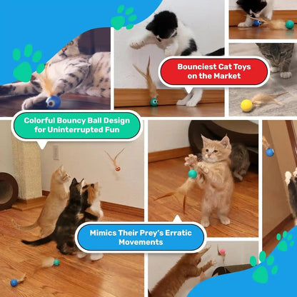 Bouncy Tails 3-Pack Cat Ball Toy with Natural Feathers, Interactive Cat Toys for Bored Indoor Adult Cats, Feather Cat Toy for Indoor Cats and Playful Kittens5
