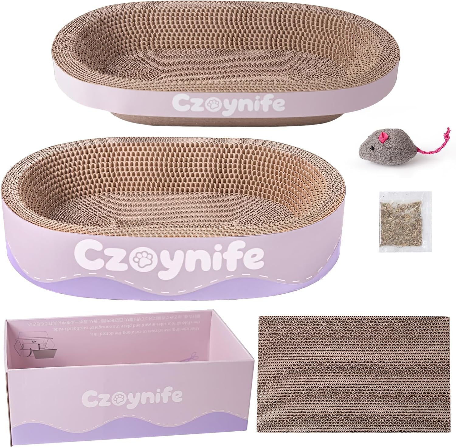 3pcs-cat-scratcher-cardboard-oval-cat-scratch-pad-bowl-nest-for-indoor-cats-round-cat-scratching-board-corrugated-lounge-cat-bed-furniture-protector-for-couch-coffee-15-7-10-in