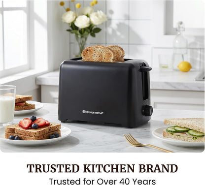 2-Slice Cool-Touch Toaster, Extra-Wide 1.25" Slots, Black | 6 Browning Levels, Fits Bagels & Thick Bread, Cancel Function, Compact & ETL Certified3