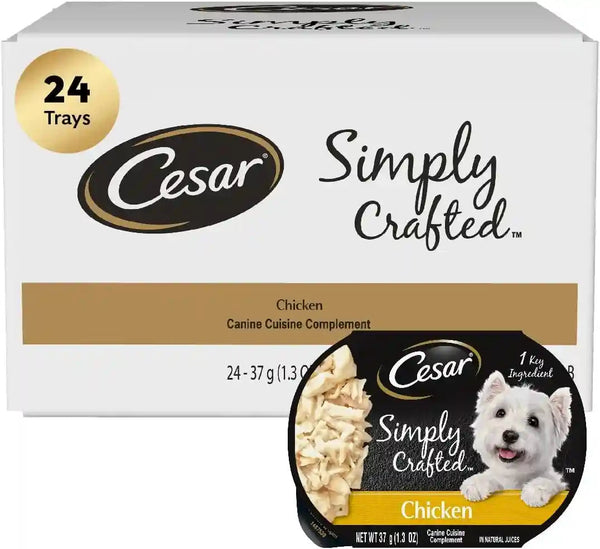 Cesar Simply Crafted Wet Dog Food Toppers, Chicken, 1.3 Oz, 10 Count | Real Chicken #1 Ingredient, No By-Products or Artificial Flavors, Slow-Cooked, Easy to Digest, Single-Serve Tubs14