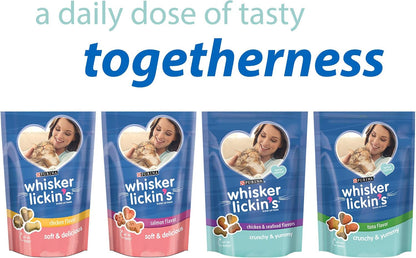 Purina Whisker Lickin'S Cat Treats, Crunchy and Yummy Tuna Flavor - (Pack of 4) 10 Oz. Pouches9