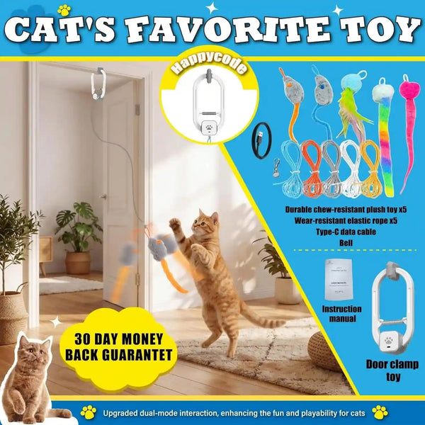 Interactive Cat Toy, Electric Cat Teaser, Door Clip, 2 Motion Modes,Gray | 360° Rotation • Random Jumping • Type-C Rechargeable • Door Clip Design • for Indoor Cats8