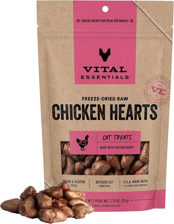 Vital Essentials Freeze Dried Raw Chicken Hearts Cat Treats, 0.8 Oz Bag | Single Ingredient, Premium Quality Protein, Grain-Free, USA Made with U.S. & Globally Sourced Ingredients9