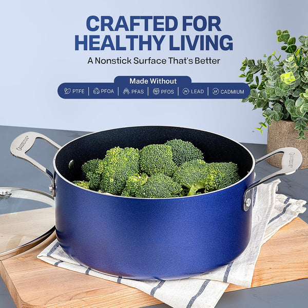 20 Pc Kitchen Pots and Pans Set Non Stick Cookware Set, Kitchen Cookware Sets with Deep Frying Pan Set, Bakeware, & Steamer, Non Toxic PFOA PFOS Free, Oven and Dishwasher Safe3