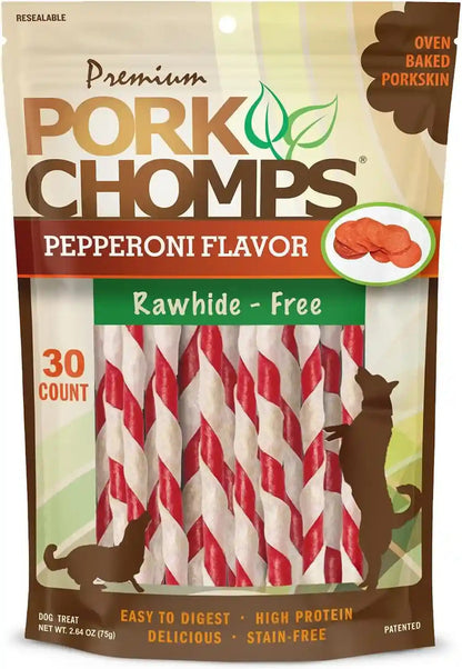 Pork Chomps Roasted Pork Skin Dog Chews, 5 Inch Mini Twists, 20 Count - Long-Lasting Treats for Dogs - High Protein, Rawhide-Free, Low Fat, Healthy & Delicious Chews11