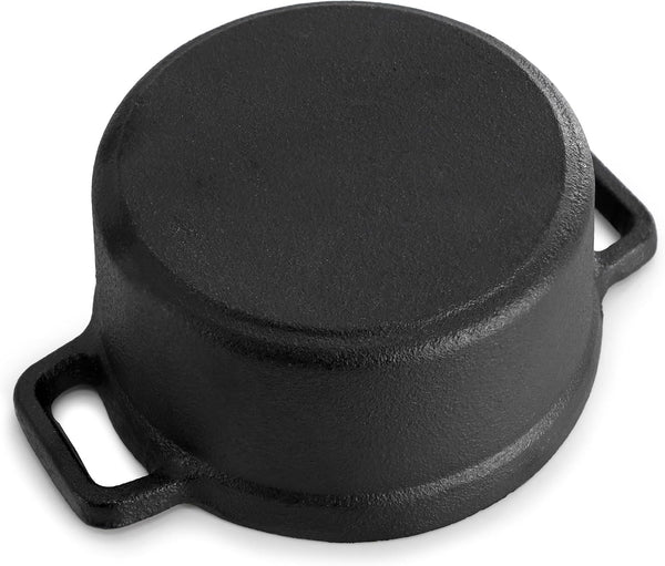 Megachef Cast Iron 8 Ounce Mini Dutch Oven with Wood Tray, Cookware, Bakeware, Serveware (6 Piece)5