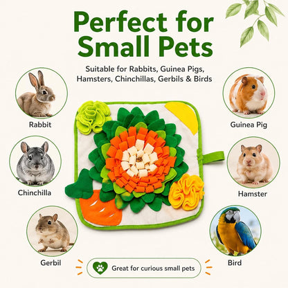 Rabbit Foraging Mat Interactive Bunny Snuffle Mat for Small Animals | Puzzle Toy Indoor Enrichment Feeding Mat 11.8" Treat Dispenser for Bunny Guinea Pigs, Ferrets, Chinchillas, Hamste, Puppies6