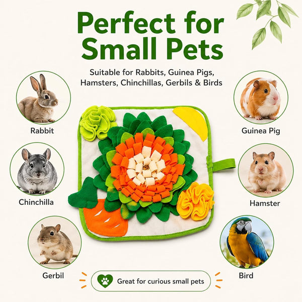 Rabbit Foraging Mat Interactive Bunny Snuffle Mat for Small Animals | Puzzle Toy Indoor Enrichment Feeding Mat 11.8" Treat Dispenser for Bunny Guinea Pigs, Ferrets, Chinchillas, Hamste, Puppies6