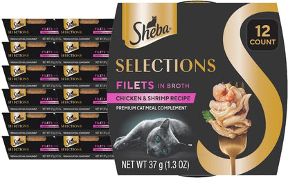 Sheba Selections Wet Cat Food Complement, Chicken & Tuna, 1.3 Oz, 12 Ct | Grain-Free, Real Chicken #1 Ingredient, No Artificial Flavors, Peel & Serve, Food Topper or Treat, 1.3 Oz. Cups, Adult Food11