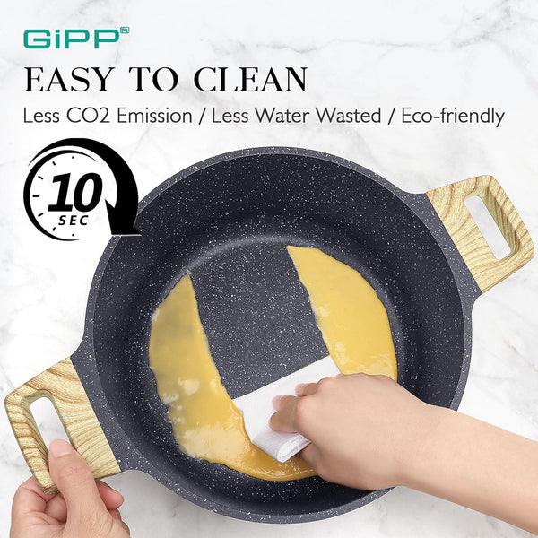 21Psc Pots and Pans Set Non Stick - Grey Ceramic Kitchen Cookware Sets Nonstick Induction Cookware Non-Toxic Cooking Pan Set with Silicone Utensils, PFOS and PFOA Free5