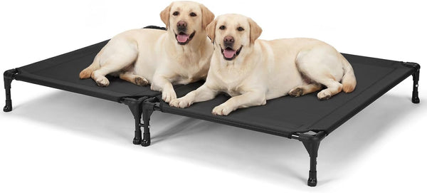 Veehoo Cooling Elevated Dog Bed, Raised Dog Bed for Two Dogs, Indoor Outdoor Pet Cot with Breathable Teslin Mesh & Anti-Slip Rubber Feet, Durable Double Dog Bed for Multi-Pet Homes, 35" X 25", Black7