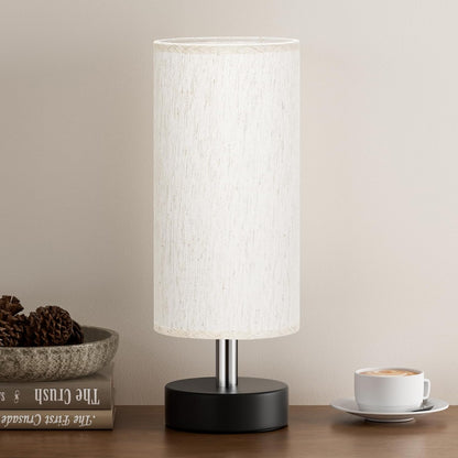 Small Table Lamp for Bedroom - Bedside Lamps for Night Stands | Bulb Not Included | Minimalist Desk Lamp | Linen Fabric Shade | for Living Room | for Dorm | 11.6" Inline Control4