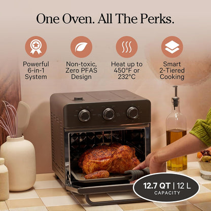 Our Place Wonder Oven, 6-In-1 Air Fryer & Toaster Oven, 2-Rack, 13 Qt | Non-Toxic Air Fryer Toaster Oven Combo; Basket, Wire Rack, Bake Pan, Crumb Tray; Toast, Roast, Bake, Broil, Reheat, Steam2