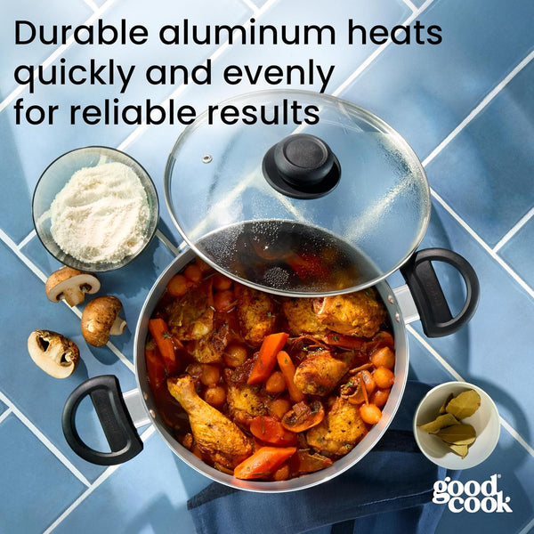 Everyday round Dutch Oven with Lid, Ceramic Nonstick Aluminum, Deep‑Walled Construction for Even Heating, Non‑Toxic PTFE & PFOA Free, 4.7‑Quart, Black3