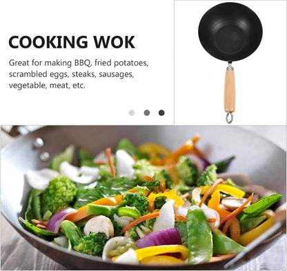 Small Wok 14.56 Inch Japanese Iron Non-Stick round Bottom Gas Stove Pan for Home Kitchen Cooking Bbq Stir Fry6