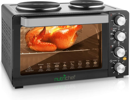 kitchen 30 Quarts Kitchen Convection Oven - 1400 Watt Countertop, Rotisserie Roaster Grill, Top Rack, Dual Hot Plates, Toaster, Baking Tray, PKRTO291