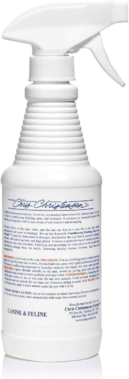 Chris Christensen Ice on Ice Detangler and Finishing Dog Spray, Groom like a Professional, Ready to Use, Helps Brush/Comb Glide through Coat, Conditions, No Residue, All Coat Types, Made in USA, 16 Oz8