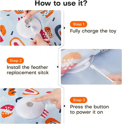 Potaroma Hide and Seek Interactive Cat Toys | Moving Concealed Wand Feather, Automatic Chargeable Indoor Kitten Exercise Kicker, Mouse Squeaky, Floral Cover6