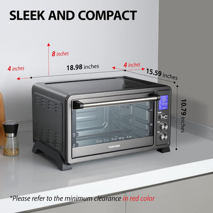 AC25CEW-BS Large 6-Slice Convection Toaster Oven Countertop, 10-In-One with Toast, Pizza and Rotisserie, 1500W, Black Stainless Steel, Includes 6 Accessories6