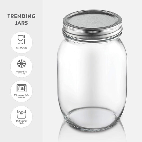 Wide Mouth Mason Jars 32 Oz, Mason Jars with Lids, 2-Pack | 32 Oz Mason Jars, Glass Quart Mason Jars Wide Mouth with Lids, Canning Jars, Pickling Jars, Food Storage, Meal Prep5