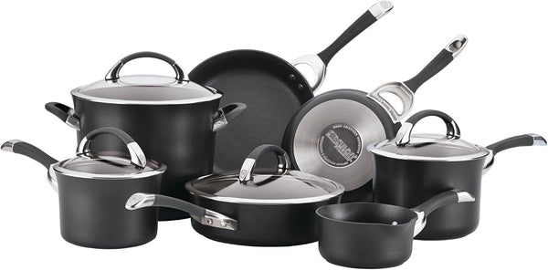 Symmetry Hard Anodized Nonstick Cookware, Cooking Pots, Induction Pots and Pans Set, 11-Piece, Black1
