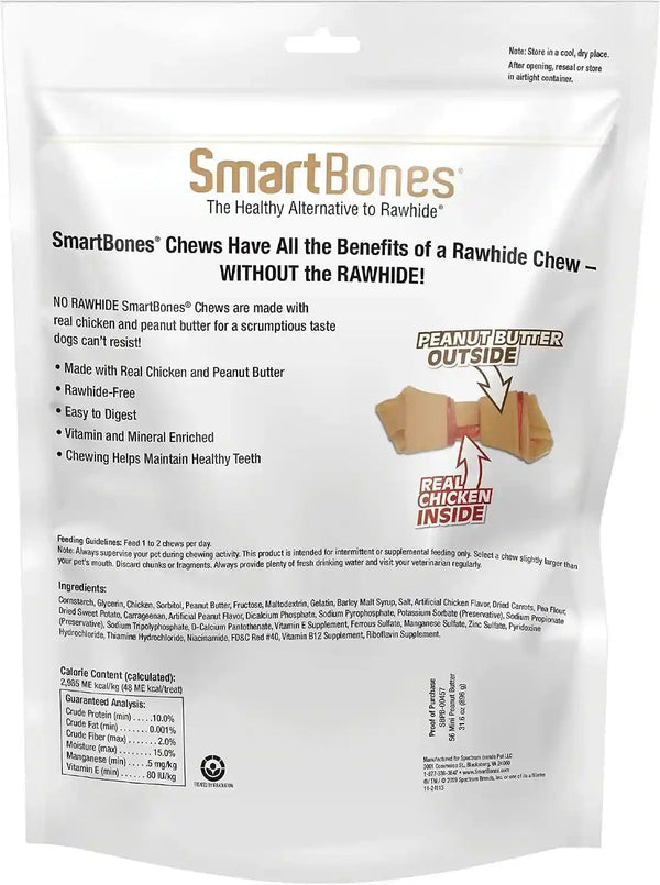 Smartbones Mini Bones with Real Peanut Butter 56 Count, Rawhide-Free Chews for Dogs2
