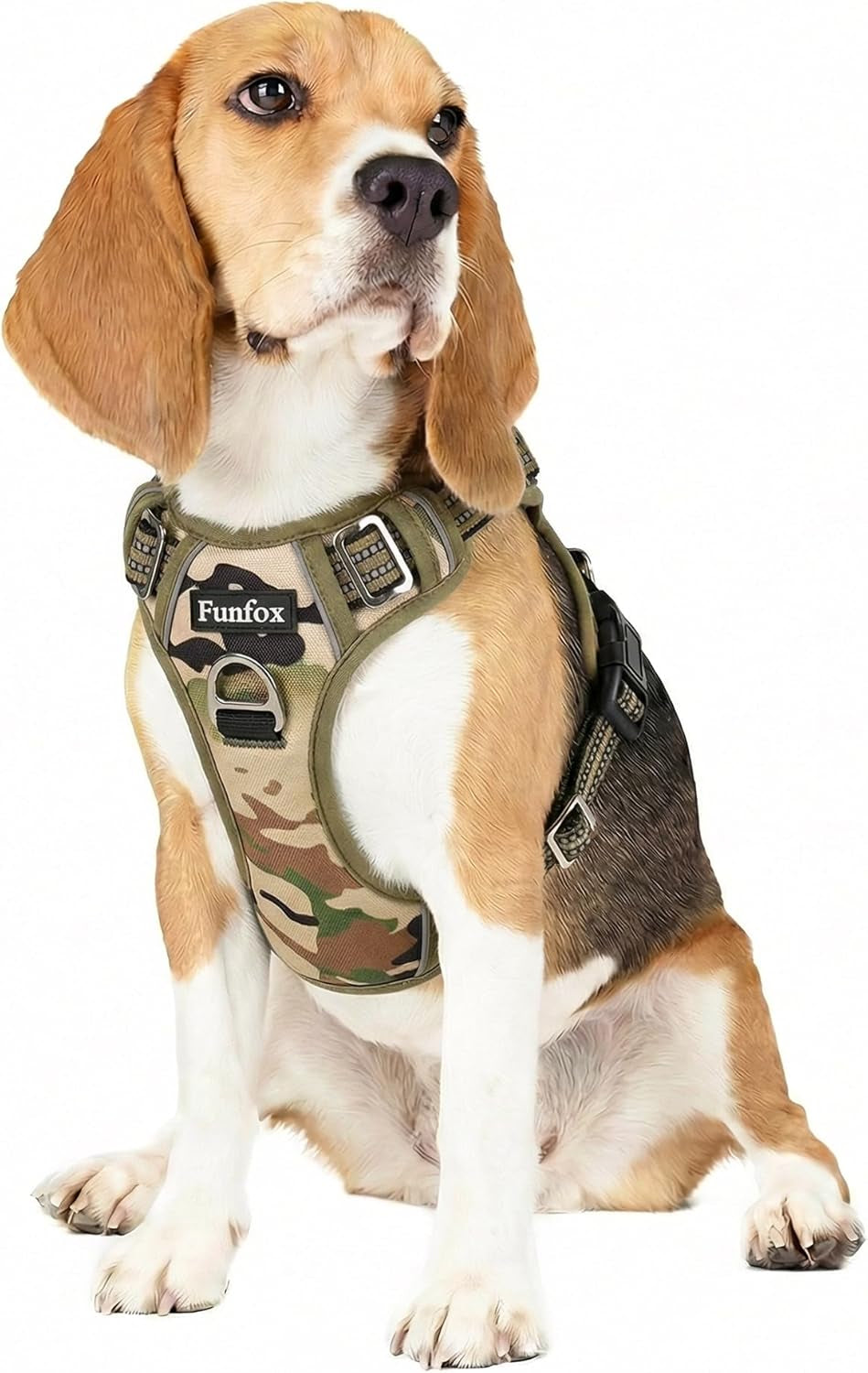 funfox-dog-harness-medium-sized-dog-vertical-handle-easy-control-no-pull-pet-vest-adjustable-with-2-leash-clips-soft-material-reflective-safe-night-walking-for-small-medium-large-breed-black-m
