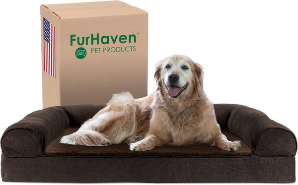 Furhaven Orthopedic Dog Bed for Large Dogs, Sofa-Style with Cool Gel-Top Foam with a Solid Orthopedic Foam Base for Joint Support, Removable Washable Cover, Jumbo XL, Plush & Suede, Gray10