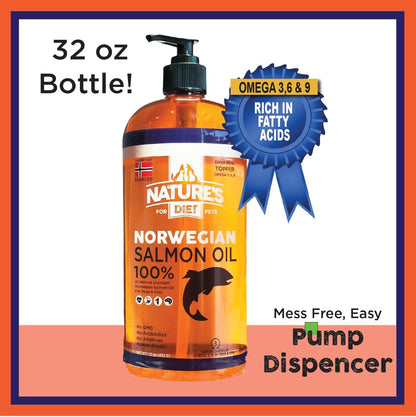 Nature'S Diet Pet 32 Oz Norwegian Salmon Oil Dogs & Cats - Natural Support for Joint Function Immune Heart Health Appetite Skin & Coat Omega 3 6 9 Liquid Food Topper EPA DHA Fatty Acids4