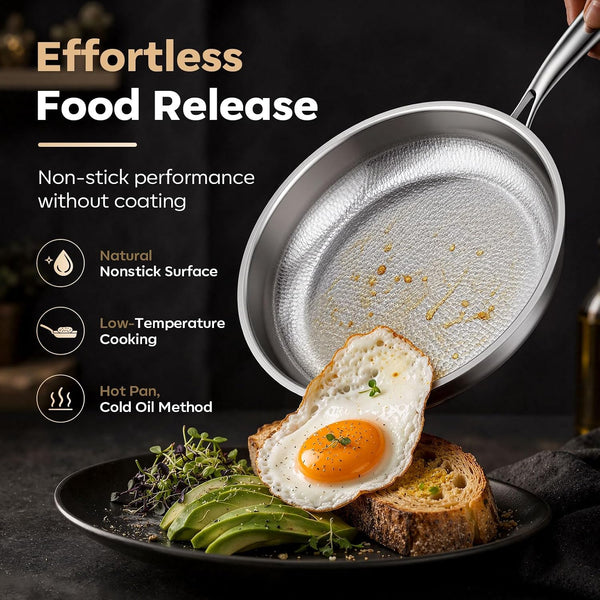 12" Titanium Pans for Cooking with Lid Hammered Chef-Grade Skillet | No Coating & Pfas-Free Healthy Cookware, Durable Non-Toxic Pan, Induction Compatible, Dishwasher & Oven Safe3