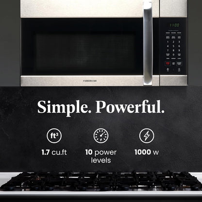 1.7 Cu. Ft. Over-The-Range Microwave Oven – 1000 Watts Power, Auto Cook Settings, Defrost, Easy Clean and Child Safety Lock - Stainless2