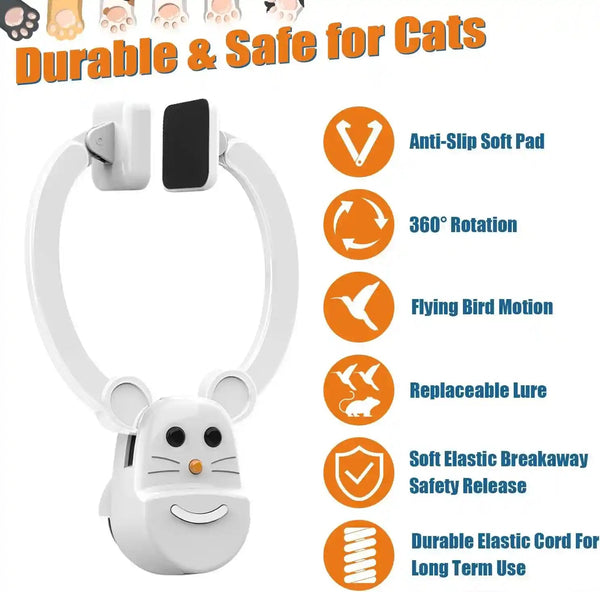 Interactive Cat Toys for Indoor Cats, Automatic Flying Bird Feather Wand Toy for Chase Exercise Enrichment, Rechargeable Durable Safe Hanging Cat Toy for Bored Kittens & Adult Cats4