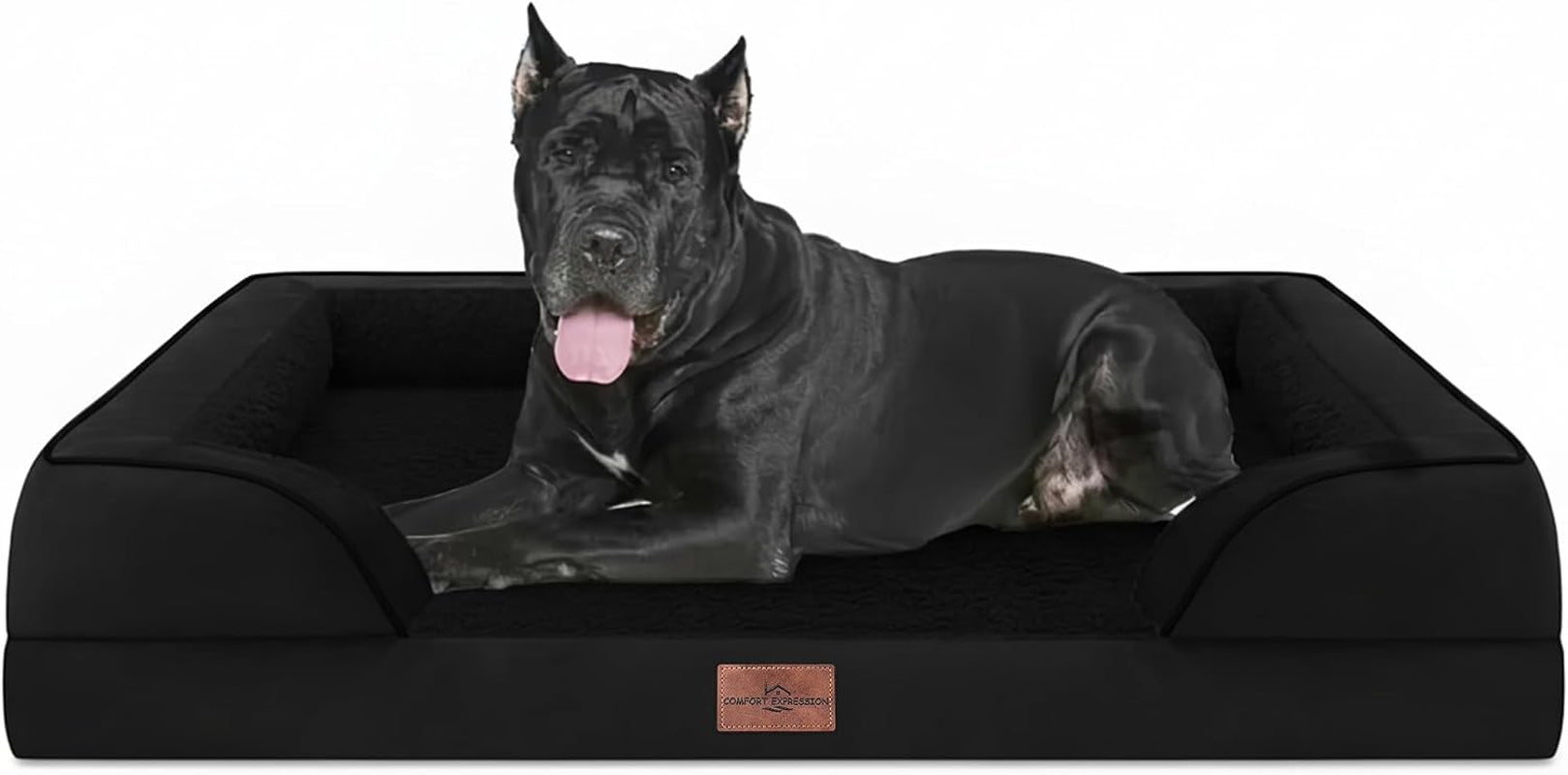 comfort-expression-orthopedic-dog-bed-for-extra-large-dogs-with-bolster-waterproof-dog-couch-bed-with-washable-cover-non-slip-bottom-supportive-egg-crate-foam-xl-pet-bed-42x30-inch